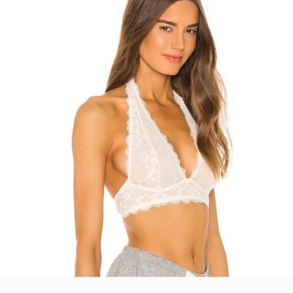 Free People Galloon Lace Halter Bra in Ivory - Picture 5 of 6